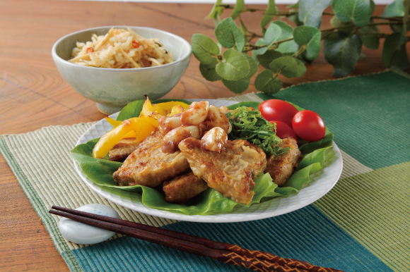 鰹の梅にんにくソテー
